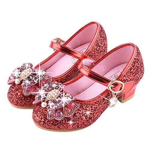 Red sequins and jewels shoes with low heel for little girl for princess disguise small price