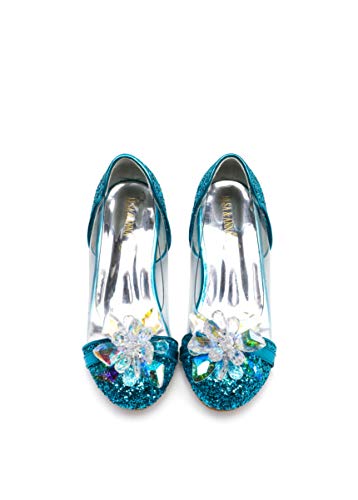 Girls Mary Jane glitter shoes with low heel perfect for princess parties designed by Elsa and Anna