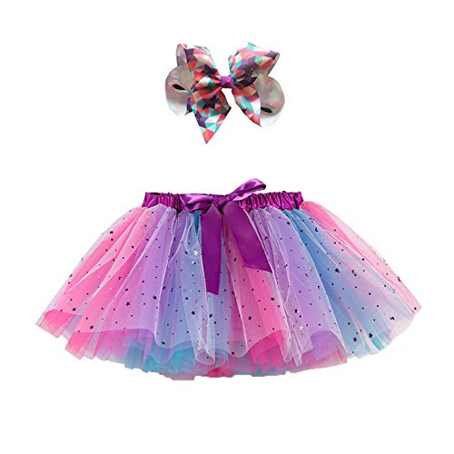 Girl's rainbow ballet tutu with matching bow