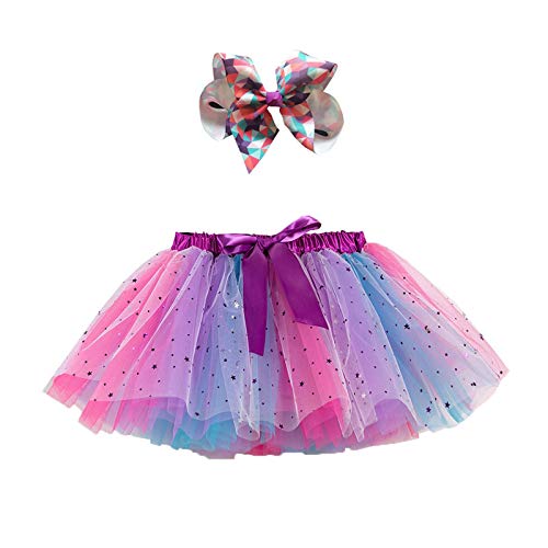 Girl's rainbow ballet tutu with matching bow
