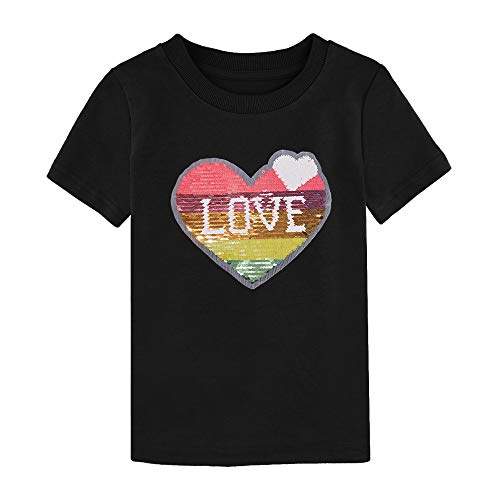 Girl's t-shirt with glitter sequins heart