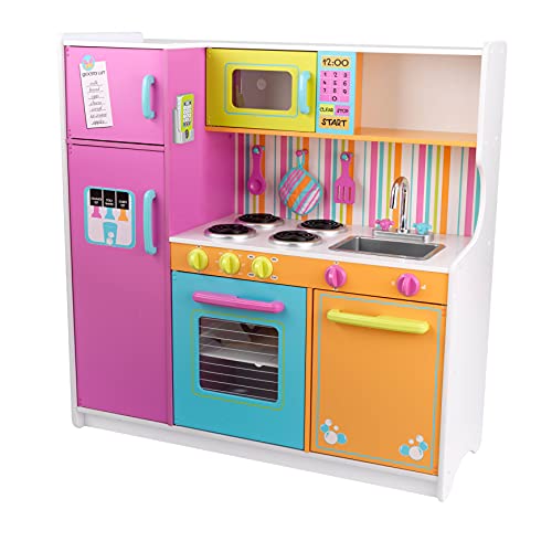 Colorful girl's wooden kitchen with fridge and ice maker KidKraft