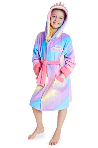 Disney princess rainbow dressing gown for girls with crown