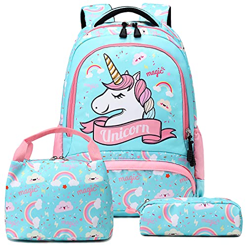Girly unicorn school backpack set