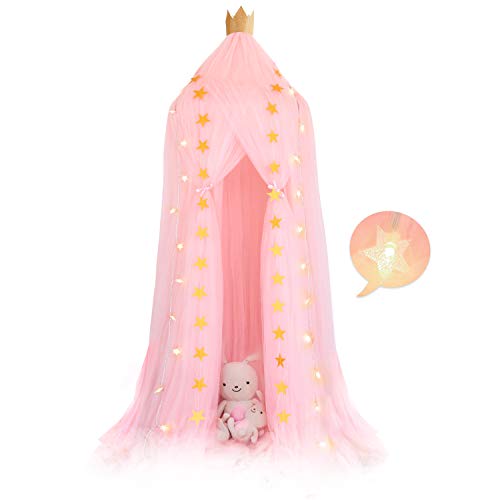 Gorgeous canopy bed curtain with led stars