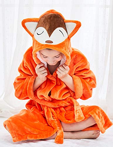 Hooded fox bathrobe with little ears for girls from 3 to 8 years Happy Cherry