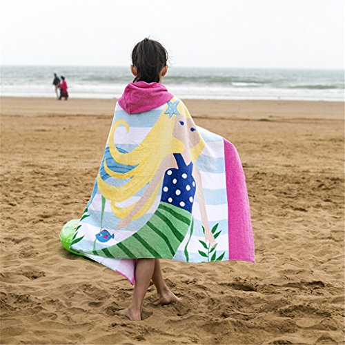 Hooded mermaid beach towel for girl 100% cotton