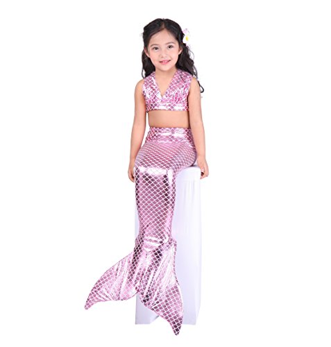 Iridescent pink bikini and mermaid tail set