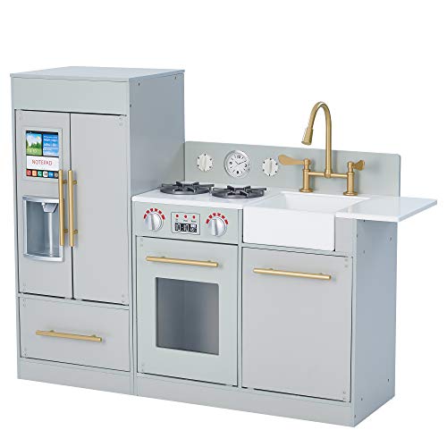 Large wooden kitchen play with fridge and sink