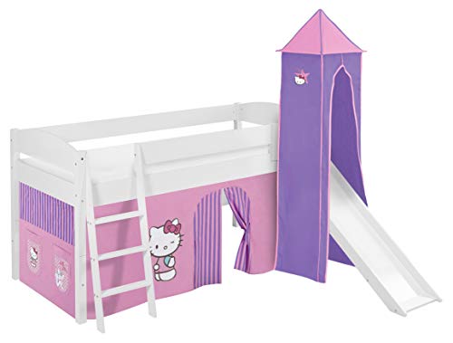 Lilokids bunk princess midsleepper bed in solid white pine Hello Kitty