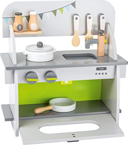 Little green wooden kitchen for girls