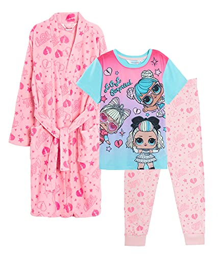 LOL Doll pyjama set with dressing gown in light pink for girl