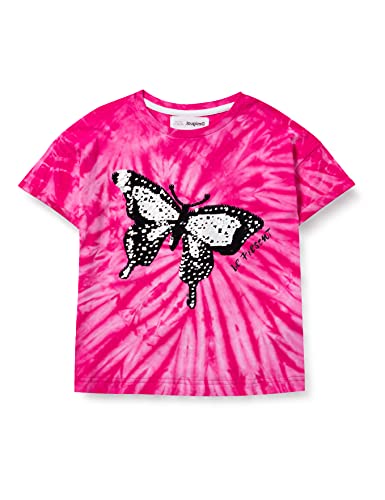 Magical pink sequinned girl's t-shirt with butterflies by Desigual