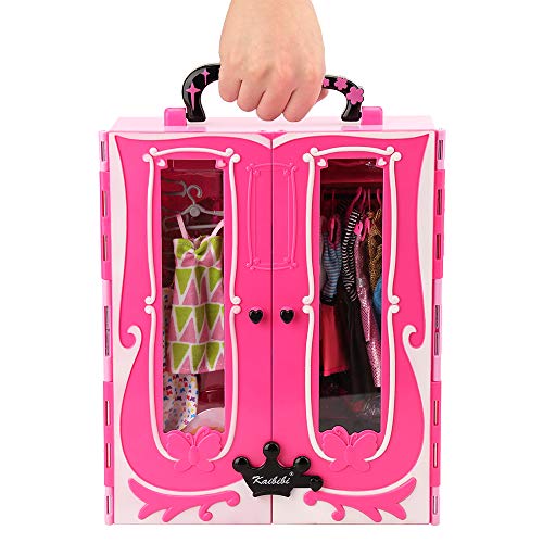 Girly pink dresser for Barbie Fashionista doll clothes 