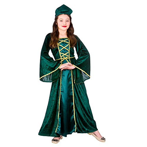 Green and blue medieval princess dress for girl for medieval festival