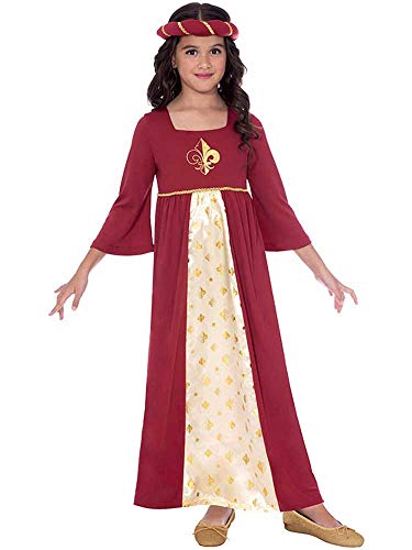 Red medieval princess dress for girl for medieval festival