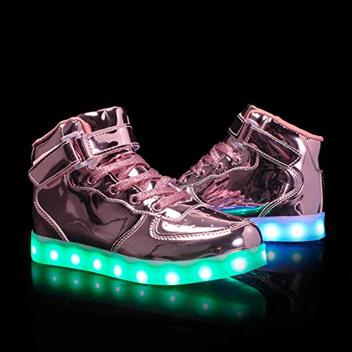 Pink metallic flashing trainers with ghostly LEDs for girls Voovix