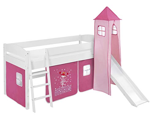 Midsleeper cabin princess bed with slide and fairies tent by Lilokids 