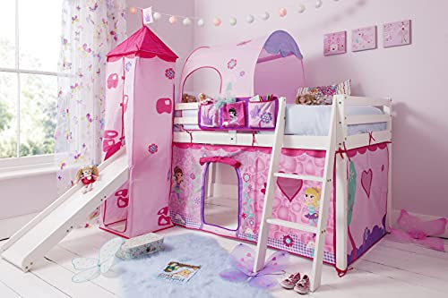 Midsleeper cabin princess bed with slide and fairies tent, tunnel and tower by Noa and Nanni