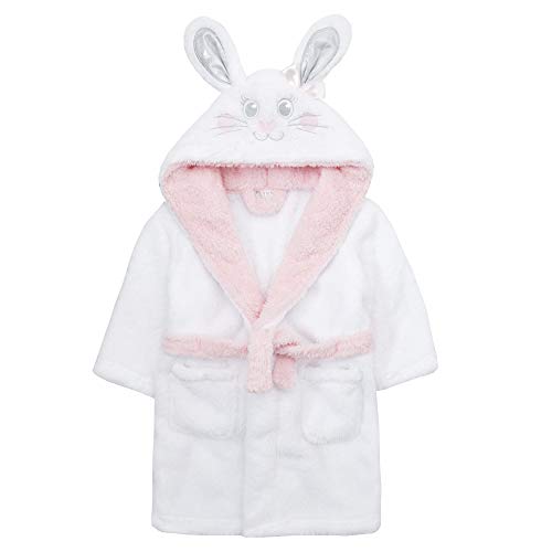 Miikidz white bunny bathrobe with 3D ears for girls from 2 to 6 years old
