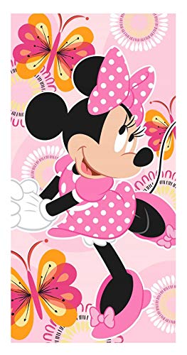 Minnie pink beach towel for little girl in cotton