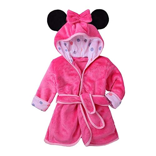 Minnie pink hooded bathrobe for baby and little
