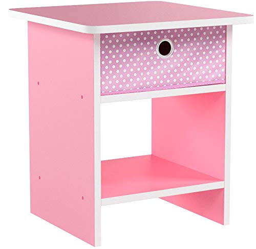 Original pink bedside table in wood 