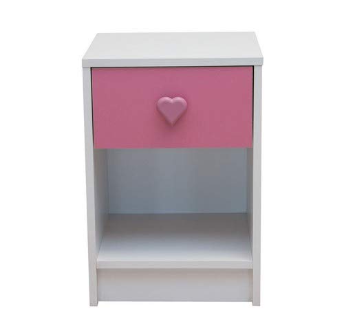 Original pink bedside table in wood  with heart