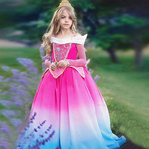 Original pink and blue princess costume dress for girls