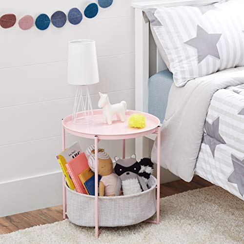 Round, pink and original bedside table for girls