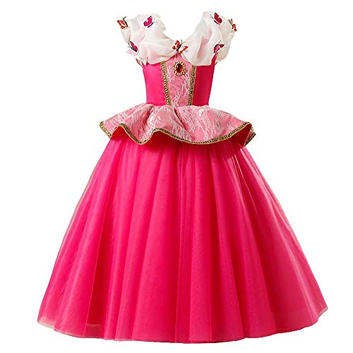 Original Sleeping Beauty pink princess dress with butterflies for girl