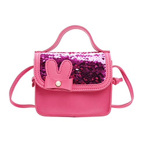 Small pink handbag with sequins and rabbit motif 