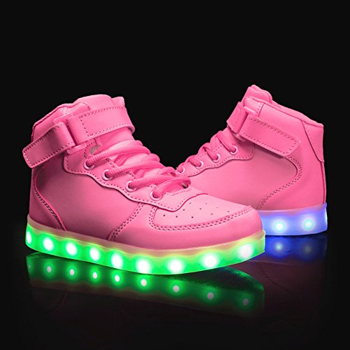 Pink and bright LED light up trainers for girls