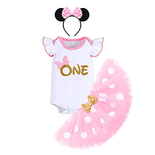 Pink and gold tutu Minnie dress for first birthday party