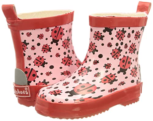 Playshoes pink and red rain boots with ladybirds pattern for little girls