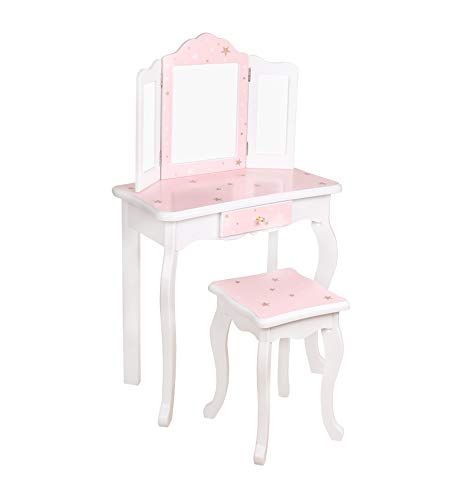 Pink and white dressing table for a girly girl's room