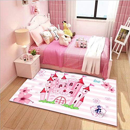 Pink castle extra large rug for girl bedroom