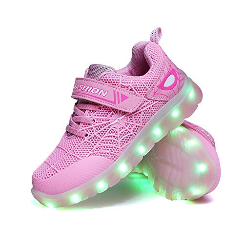 Pink flashing trainers with LED lights for girls