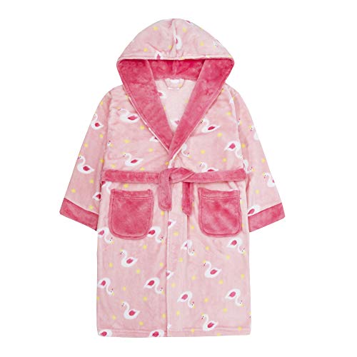 Pink girls Swans bathrobe for cosy evenings
