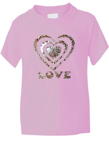 Pink girl's t-shirt with glitter sequins heart