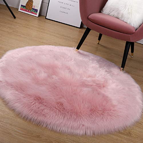 Pink round carpet for girl's bedroom