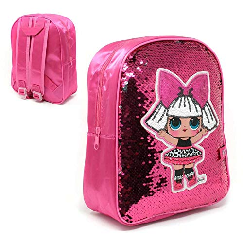 Pink reversible sequin LOL Doll backpack for little girls