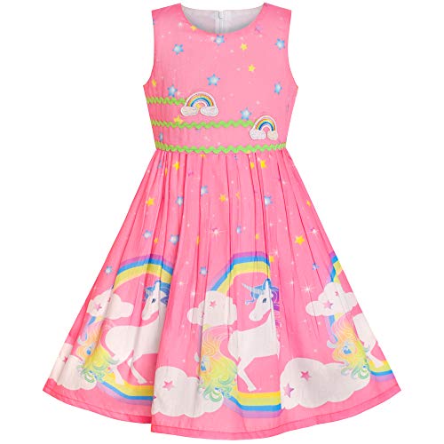 Pink unicorn patterned summer dress