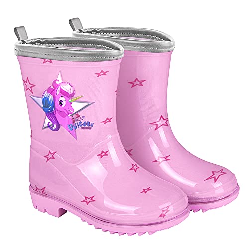 Pink unicorn rain boots for toddlers and little girls