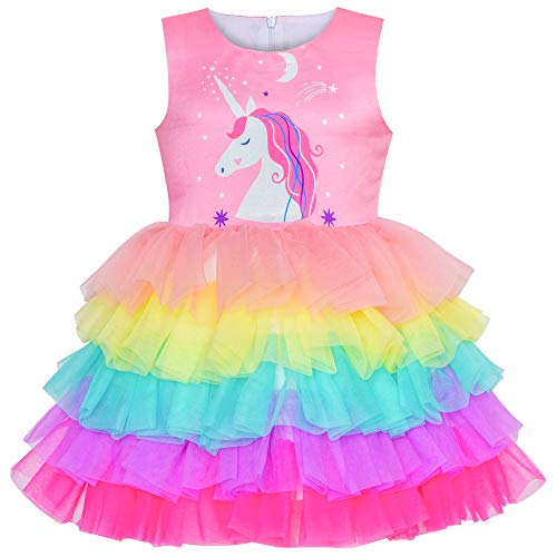 Pink unicorn tutu rainbow princess dress 