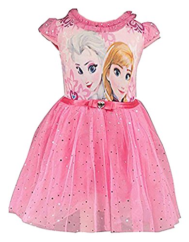 Pink Elsa and Anna princess dress with short sleeves and tutu