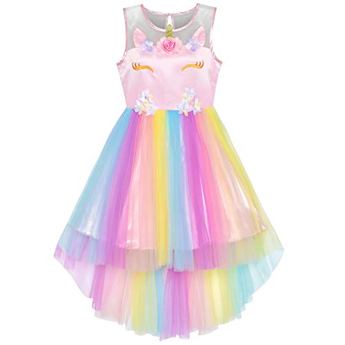 Multicoloured unicorn dress with rainbow colours