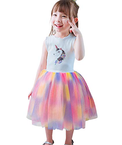 Rainbow princess unicorn tutu dress for girls