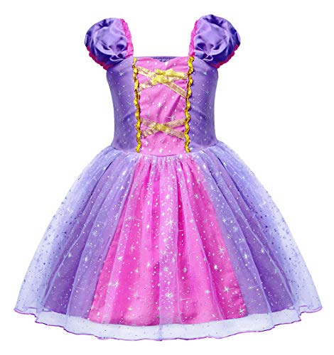 Purple puffy Rapunzel dress with short sleeves
