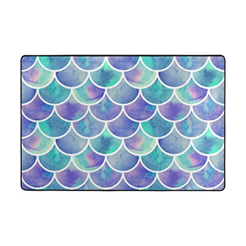 Purple mermaid patterned rug for a girly bedroom